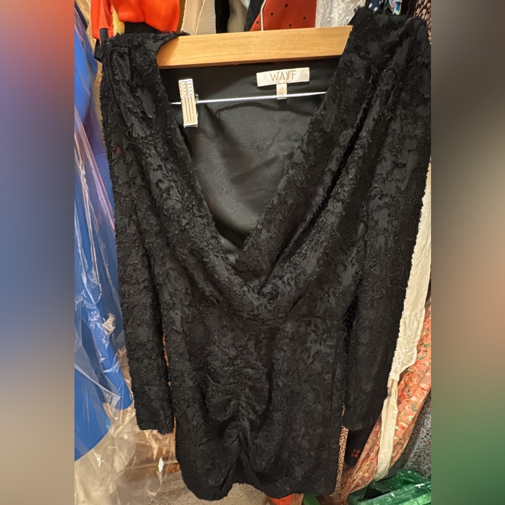 WAYF textured mini dress long sleeve